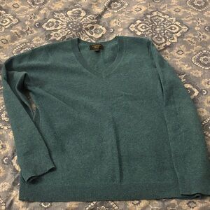Teal V-Neck Cashmere Sweater